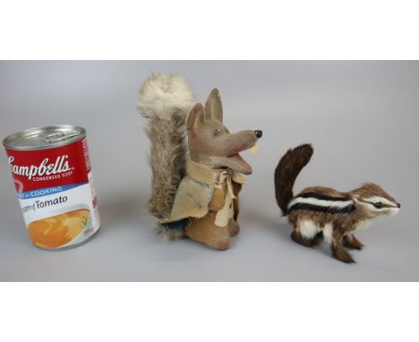 Chipmunk made with real hair accompanied by Vintage Basil Brush (Boom Boom) 