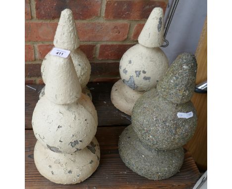 Set of 4 vintage stone finials - Approx H:37cm