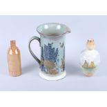 A Royal Doulton "Titanian" jug with floral decoration, 8" high, a Doulton Lambeth vase with