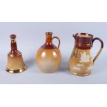 A Doulton Lambeth stoneware "Thorne's Blairmore Scotch" sprig decorated water jug, 7 3/4" high, a
