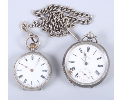 An early 20th century Continental silver open faced pocket watch, with subsidiary second hand, white painted dial, black pain