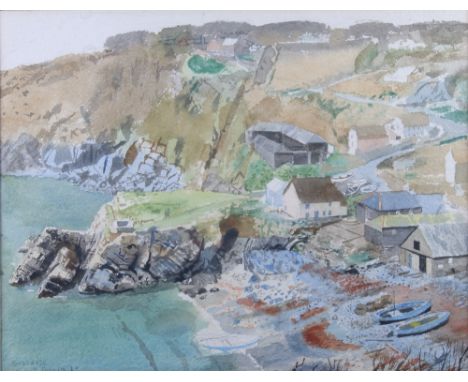 Albert R Thompson, '65: watercolours, "Cadgwith"; 11" x 14 1/2", in strip frame