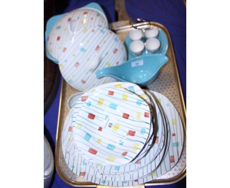 A 1950s Midwinter part dinner service, "Magic Moments", designed by Jessie Tait, including six dinner plates, lunch plates, s