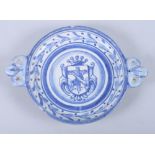 A Delft two-handled shallow cup, 7 1/2" wide