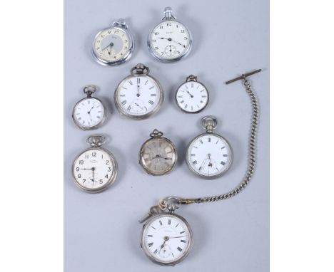 A George V silver open face 'Express English Lever' pocket watch, with T-bar and chain, together with various other pocket wa