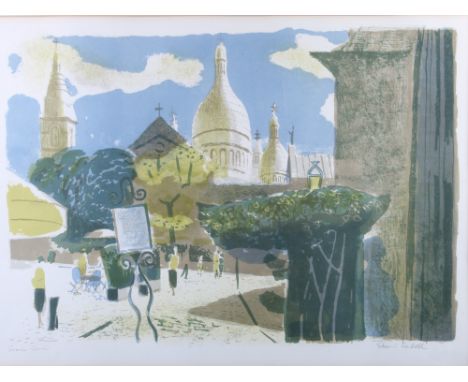 Edwin Ladell: a screen print, Sacre Coeur, in a painted frame