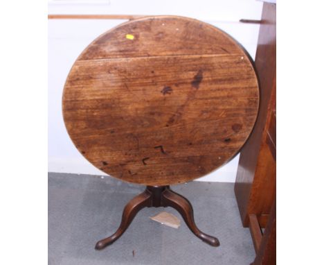 A 19th century mahogany tilt top occasional table, on turned column and tripod support, 31" dia