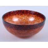 An early 20th century Vasart studio glass bowl, in mottled orange and brown tones, 9 1/4 dia