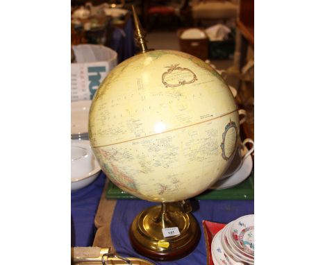 A 12" globe, on brass stand