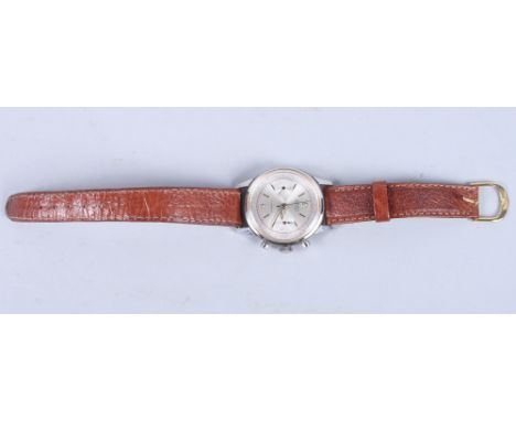 A Gruen precision stainless steel cased chronometer, wristwatch with silvered dial, Arabic and baton numerals and two subsidi