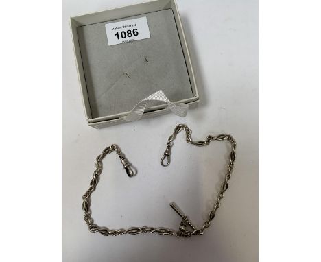 A WHITE METAL DOUBLE ALBERT CHAIN 