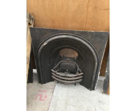 A CAST IRON FIRE PLACE WITH GRATE 91CM X 90CM HIGH 