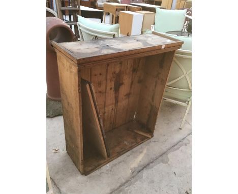 A VINTAGE PINE BOOKCASE IN NEED OF RESTORATION 