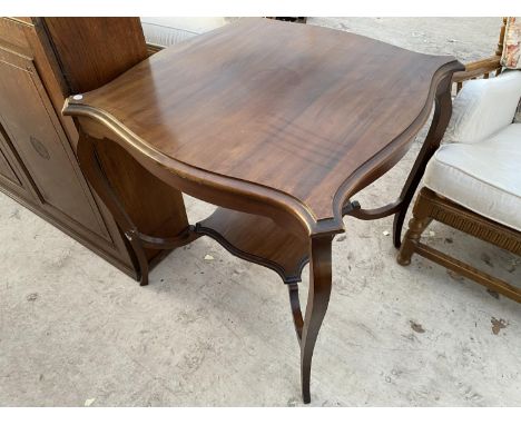 A MAHOGANY SIDE TABLE WITH LOWER SHELF 