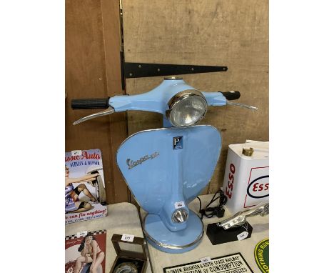 A LARGE BLUE VESPA LAMP 