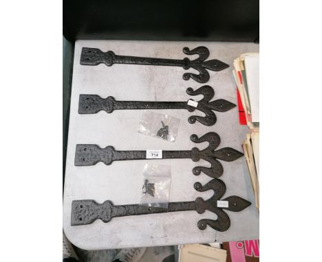 TWO PAIRS OF BLACK CAST GATE HINGES 