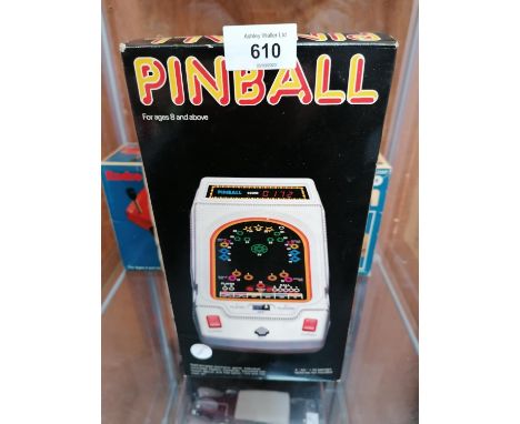A VINTAGE BOXED BATTERY OPERATED PINBALL MACHINE 