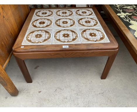 A RETRO TEAK TILE TOP COFFEE TABLE 