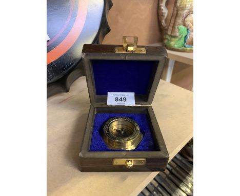 A BOXED BRASS HENRY HUGHES COMPASS 