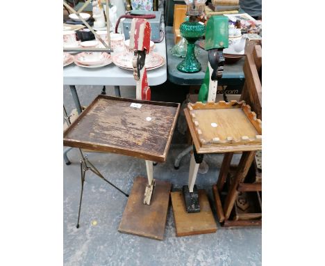 TWO VINTAGE WOODEN PAINTED FIGURAL DUMB WAITERS 