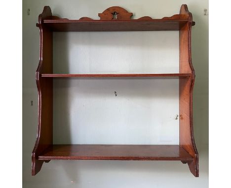Mahogany wall hanging shelf. 80 h x 64cm w.Condition ReportSmall repair to top.