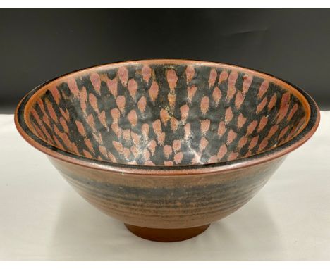 David Lloyd Jones (1928-1994) large stoneware bowl with patterned interior. Impressed LJ mark to base. 38.5cm d x 17cm h.Cond
