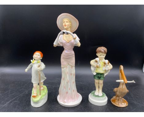 A selection of  figures to include  Royal Worcester Thursdays child has far to go, Royal Worcester 3519 All Mine, Royal Doult