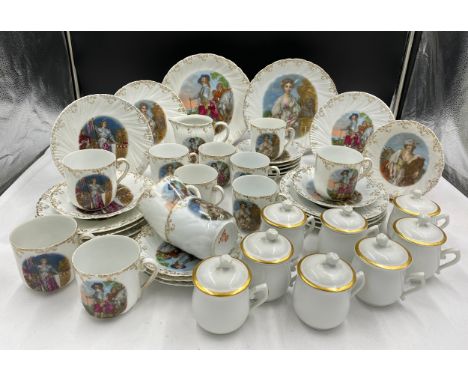 Royal Worcester lidded dessert pots x 8 together with Bavarian part tea service to include plates, saucers, cups and jug.Cond