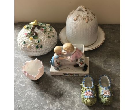 Selection of Ceramics, including honey pot 14.5cm h.Condition ReportTrinket bowl some damage with inside chip and loss of flo