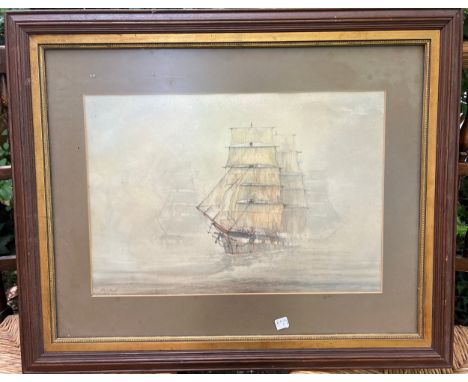 David C. Bell (b.1950) watercolour, Galleon at sea. 33 x 48cm.Condition ReportGood condition.