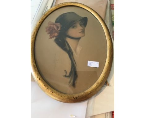 Print of a Lady in an oval shaped gilt frame.44.5cm h.Condition ReportPrint in good condition.Frame has some wear on it.