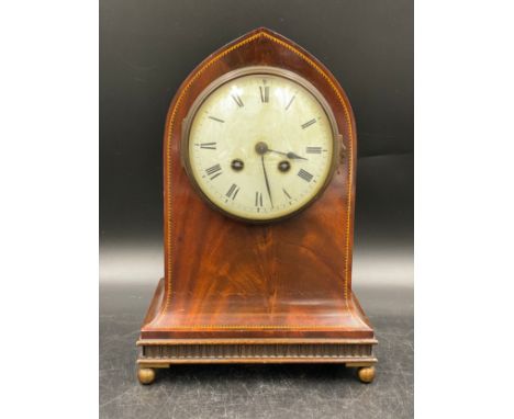 Mahogany mantle clock with French movement marked Paris 1900. 29cm h.Condition ReportUntested.