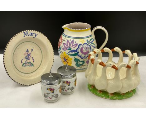 Various ceramics to include Poole jug 20cm h, Poole 'Mary' plate, vintage Japan Geese centrepiece ceramic bowl together with 