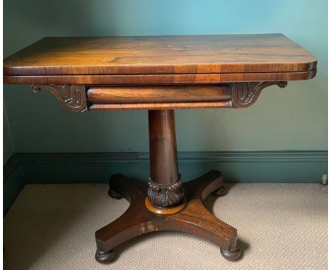 A 19thC rosewood card table .Condition ReportLacking veneer in places.