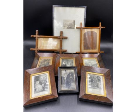 Five wooden/gilt picture frames measuring 20.5 cm h x 16.5cm w (3), and one 19.5cm h x 16.5cm w,  and one 19cm h x 15cm w. Tw