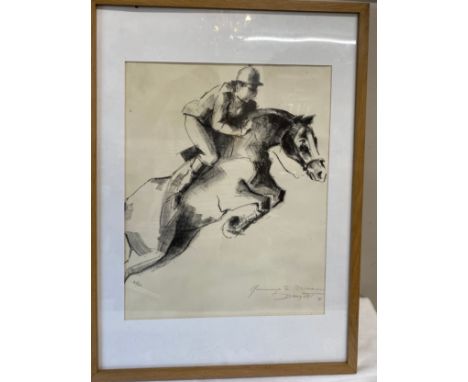 Jean-Claude Dauguet (1939-2002) special edition 204/250 lithograph Hommage à Jappeloup (1985). Signed, dated and titled.Condi