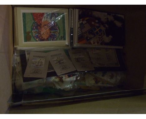 Box of Stamps in Albums , some loose mostly post 1940 , Various first day covers , album of Jersey first day covers and quant