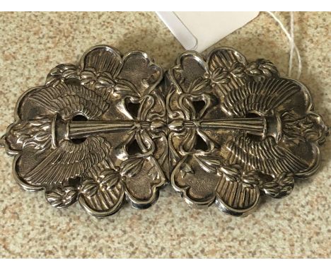 Hallmarked Silver Nurses Belt Buckle maker E S &amp; Co ( weight 53.4 grams )