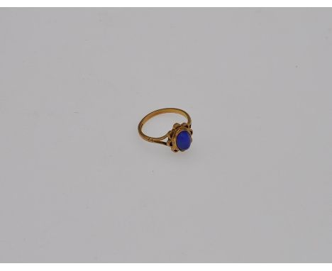 18 ct gold semi-precious blue opal? stone, 2.11g 