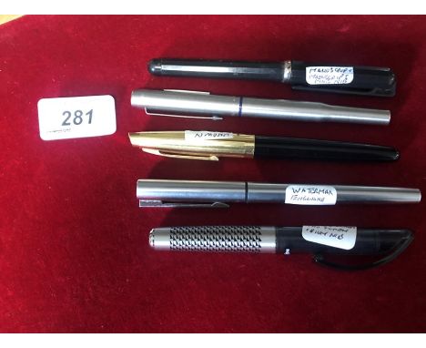 5 Fountain Pens , Parker , Waterman , Inoxcrom , Manuscript &amp; unknown make