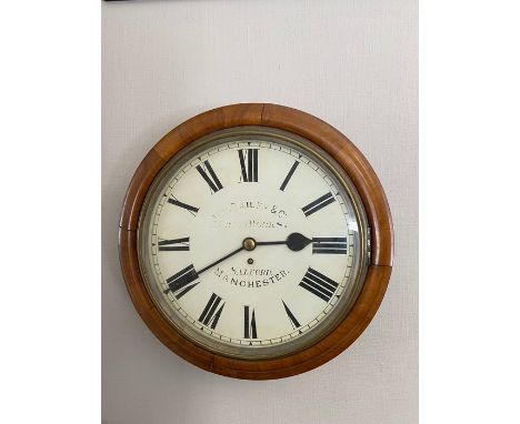 W. H. Bailey &amp; Co Albion Works, Salford Manchester wall clock with mahogany wood surround  35cm diameter dial