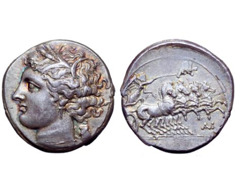 Sicily, Syracuse AR 8 Litrai. Fifth Democracy, circa 214-212 BC. Signed by the engraver Ly(sid...). Head of Demeter to left, 