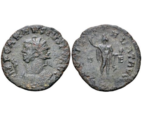 Carausius BI Radiate. London, March AD 290 - March 291. IMP CARAVSIVS P F AVG, radiate and trabeate bust left, holding scipio