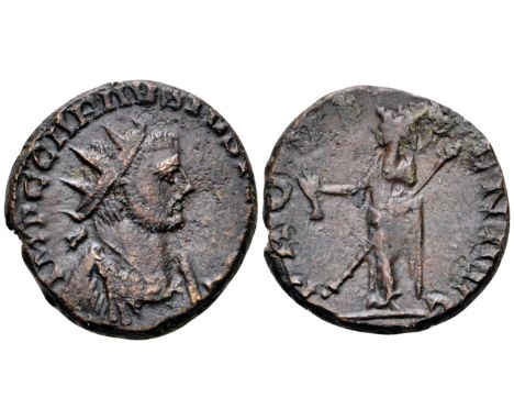 Carausius BI Radiate. Rotomagus, October AD 286 - March 287. IMP C CARAVSIVS […], radiate, draped and cuirassed bust right / 