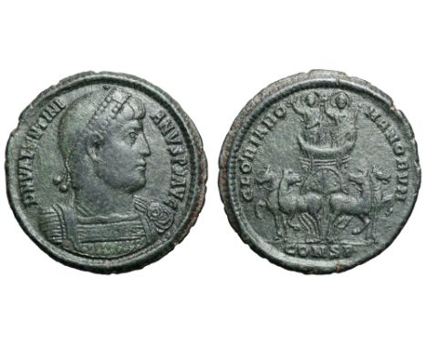 Valentinian I BI Maiorina. Constantinople, AD 364-367. D N VALENTINIANVS P F AVG, pearl-diademed and cuirassed bust right / G