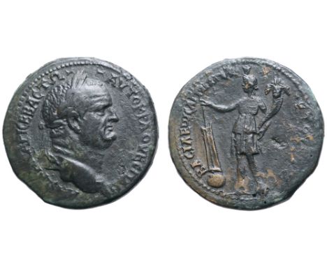 Agrippa II, with Vespasian, Æ34 of Caesarea Paneas, Judaea. Year 27 = AD 86/7. AYTOKPA OYECΠACIANW KAICAPI CEBACTW, laureate 