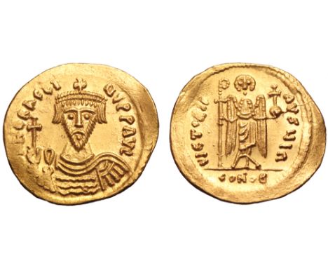 Heraclius AV Solidus. Uncertain eastern mint (Jerusalem or a mint in Syria?), late AD 610-611. DN hERACLIVS P P AVI, crowned 