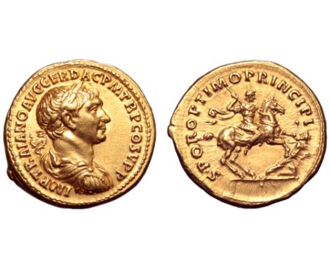 Trajan AV Aureus. Rome, circa AD 104/105-107. IMP TRAIANO AVG GER DAC P M TR P COS V P P, laureate, draped and cuirassed bust