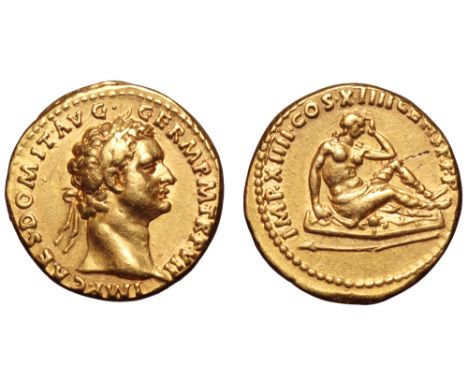 Domitian AV Aureus. Rome, 1 January - 13 September AD 88. IMP CAES DOMIT AVG GERM P M TR P VII, laureate head right / IMP XII