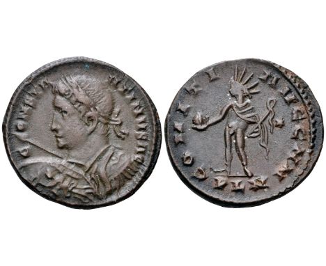 Constantine I BI Nummus. London, circa AD 311-312. CONSTANTINVS A-VG, laureate, draped and cuirassed bust left, holding spear